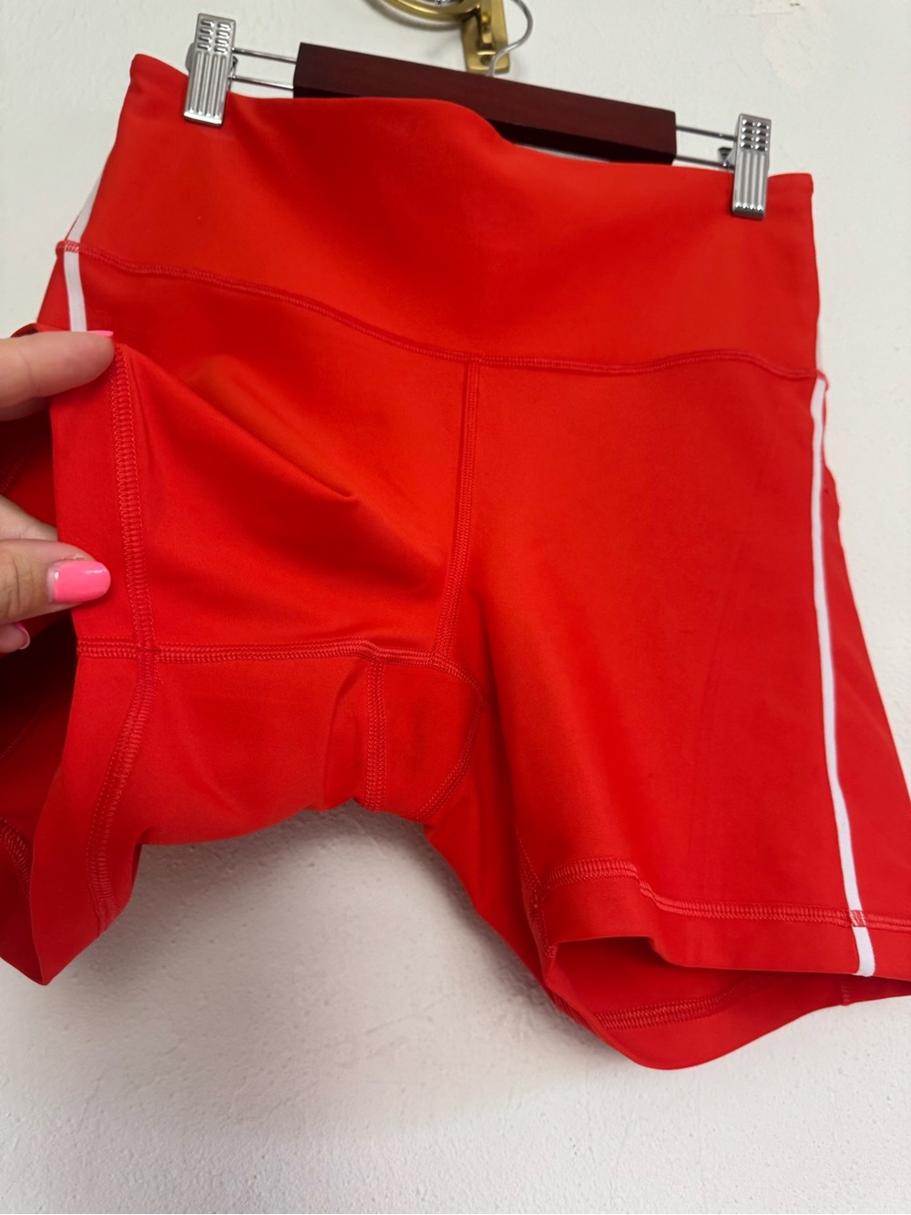 ATHLETA Red Interval Stash 5 Inch Short White Stripe - Picture 3 of 10